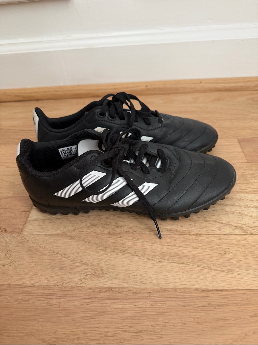 Adidas Black Soccer Cleats with White Stripes Size 5